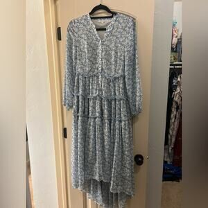 Ivy City Co Asymmetrical Blue Floral Dress